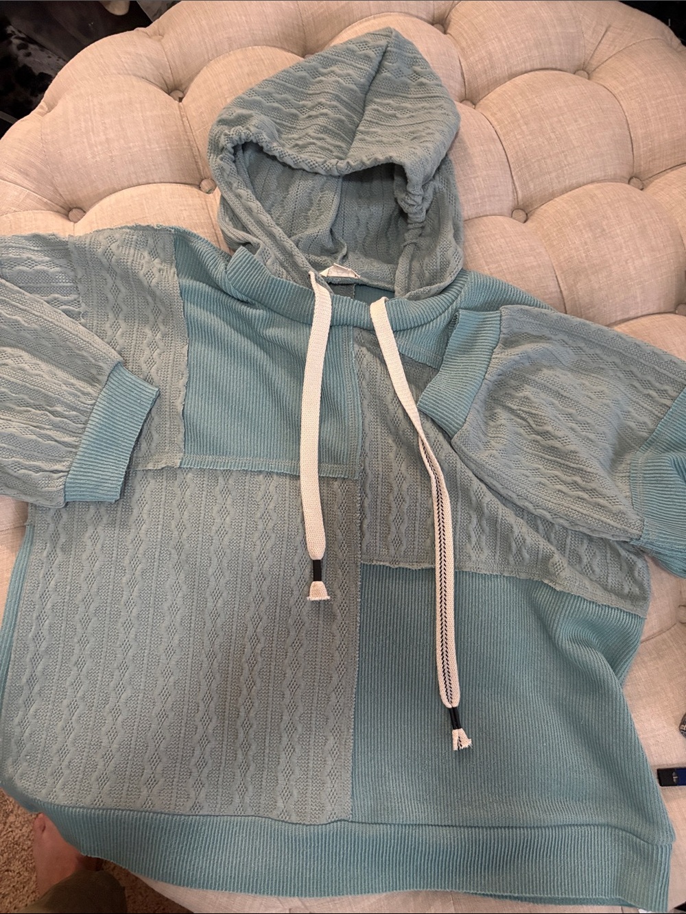 POL Light Aqua Knit Hoodie with Hood